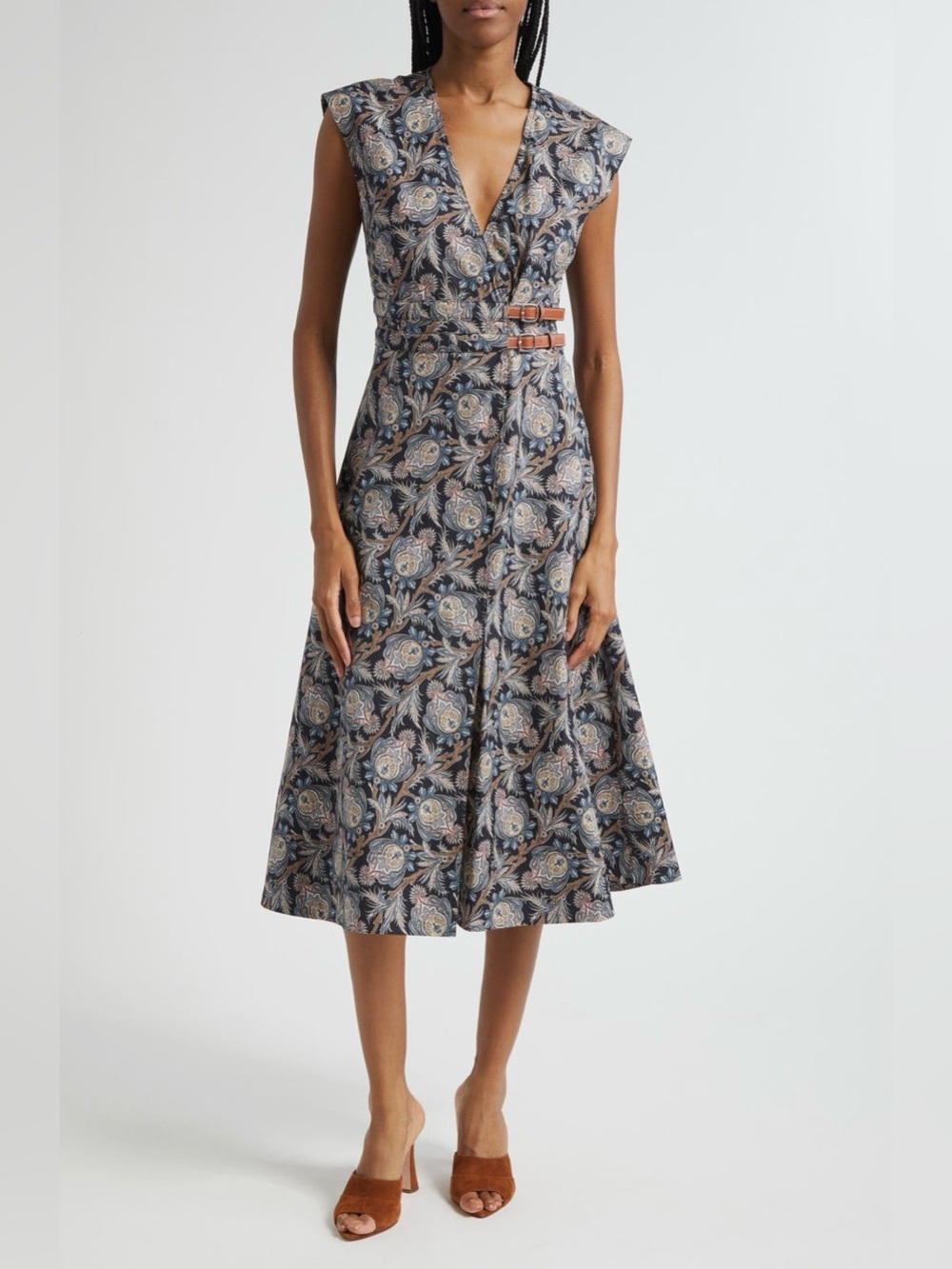 Veronica Beard Nilsen Paisley Floral Stretch Cotton Midi Dress 2